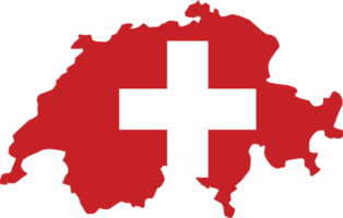 Switzerland map city color of country flag. png