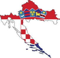 Croatia map city color of country flag. png