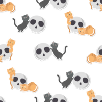 gato en patrones sin fisuras de halloween png