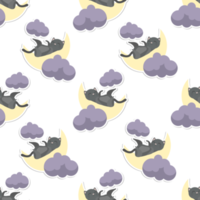 cat in halloween seamless pattern png