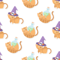 cat in halloween seamless pattern png