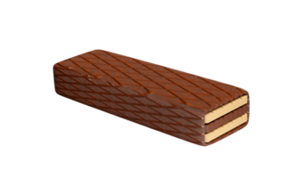 Palitos de oblea crujientes recubiertos de chocolate caliente 3d aislados. publicidad para embalaje, ilustración 3d png