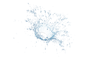 Agua azul clara 3d esparcida alrededor, salpicaduras de agua transparentes. ilustración de procesamiento 3d png