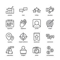 blogger line icons set, outline vector symbol collection, linear style pictogram pack. Signs, logo illustration.