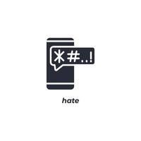 Vector sign of hate symbol is isolated on a white background. icon color editable.