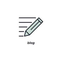 Vector sign of blog symbol is isolated on a white background. icon color editable.