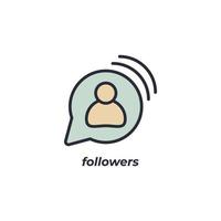 Vector sign of followers symbol is isolated on a white background. icon color editable.