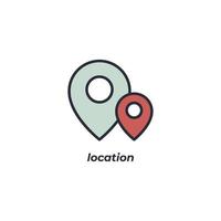 Vector sign of location symbol is isolated on a white background. icon color editable.