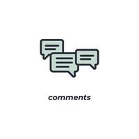 Vector sign of comments symbol is isolated on a white background. icon color editable.