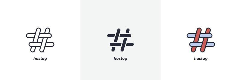 hastag icon. Line, solid and filled outline colorful version, outline and filled vector sign. Idea Symbol, logo illustration. Vector graphics