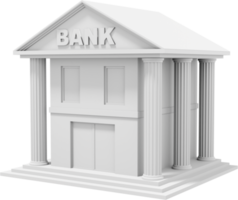 el edificio de oficinas del banco es blanco. icono png sobre fondo transparente. representación 3d