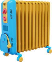 Electric oil radiator heater. Multicolored PNG icon on transparent background. 3D rendering.