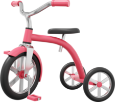 Children tricycle. Realistic PNG icon on transparent background. 3D rendering.