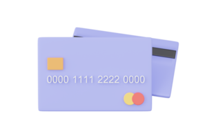 cartão de crédito ou débito 3D. cartão de crédito para o conceito de pagamento online. renderização 3D. png