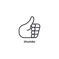 Vector sign of thumbs symbol is isolated on a white background. icon color editable.