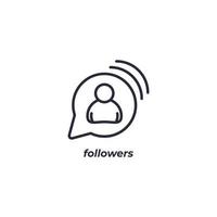 Vector sign of followers symbol is isolated on a white background. icon color editable.