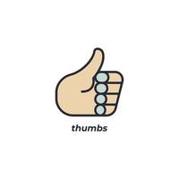 Vector sign of thumbs symbol is isolated on a white background. icon color editable.