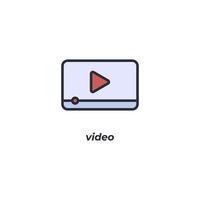 el signo vectorial del símbolo de video está aislado en un fondo blanco. color de icono editable.