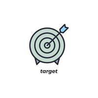 Vector sign of target symbol is isolated on a white background. icon color editable.