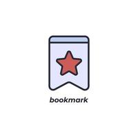 Vector sign of bookmark symbol is isolated on a white background. icon color editable.