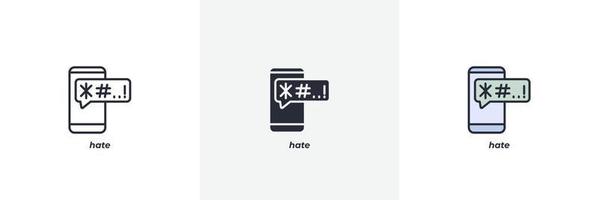 hate icon. Line, solid and filled outline colorful version, outline and filled vector sign. Idea Symbol, logo illustration. Vector graphics