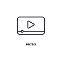 Vector sign of video symbol is isolated on a white background. icon color editable.