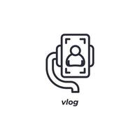 el signo vectorial del símbolo vlog está aislado en un fondo blanco. color de icono editable. vector