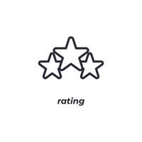 Vector sign of rating symbol is isolated on a white background. icon color editable.