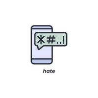 Vector sign of hate symbol is isolated on a white background. icon color editable.