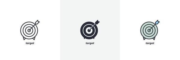 target icon. Line, solid and filled outline colorful version, outline and filled vector sign. Idea Symbol, logo illustration. Vector graphics