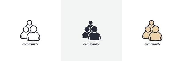 community icon. Line, solid and filled outline colorful version, outline and filled vector sign. Idea Symbol, logo illustration. Vector graphics