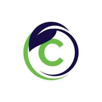 Letter C Leaf Circle Nature Simple Logo vector