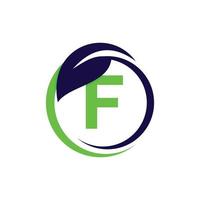 Letter F Leaf Circle Nature Simple Logo vector