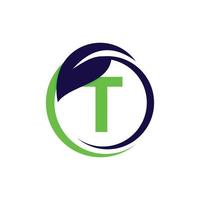 Letter T Circle Leaf Nature Ecology Logo vector