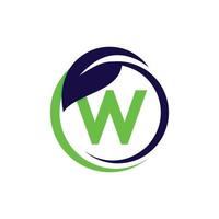 Letter W Circle Leaf Nature Ecology Logo vector