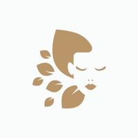 mujer belleza hoja naturaleza ilustración logo vector