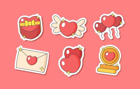 Cute Heart Cartoon Sticker Pack vector