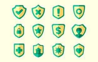 lindo conjunto de iconos de escudo verde vector