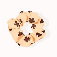 A cream scrunchie that is in the shape of a circle, as well as a scrunchie. vector