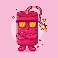 cute dynamite bomb character mascot with cool expression isolated cartoon in flat style design vector