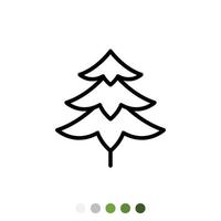 icono de contorno de árbol de pino o árbol de Navidad, vector. vector