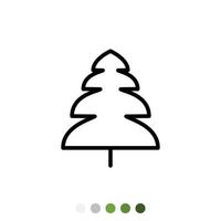 icono de contorno de árbol de pino o árbol de Navidad, vector. vector