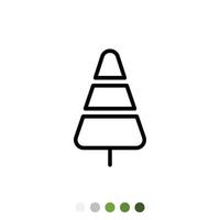 icono de contorno de árbol de pino o árbol de Navidad, vector. vector
