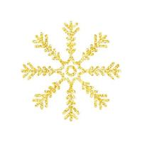 Gold glitter texture snowflake on white background for Christmas tree decoration, Vector, Illustration. vector