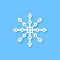 White snowflake icon on blue background, Vector. vector