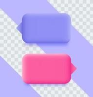 Set of 3D speech bubble icons. Minimal blank 3d chat boxes sign. 3d vector illustration.