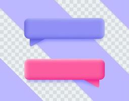 Set of 3D speech bubble icons. Minimal blank 3d chat boxes sign. 3d vector illustration.