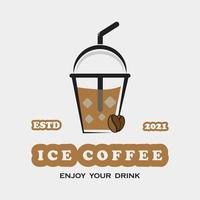 creative ice coffee drink and coffee milk logo vector illustration design