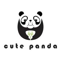 creative panda logo with slogan template vector