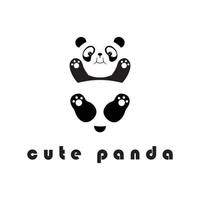 creative panda logo with slogan template vector